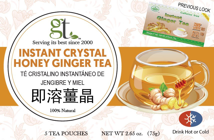 Instant Crystal Honey Ginger Tea (5 Tea Pouches)