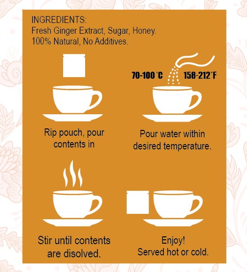 Instant Crystal Honey Ginger Tea (5 Tea Pouches)