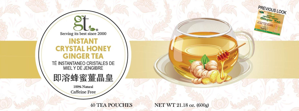 Instant Crystal Honey Ginger Tea (40 Tea Pouches) (Damaged Box Discount)