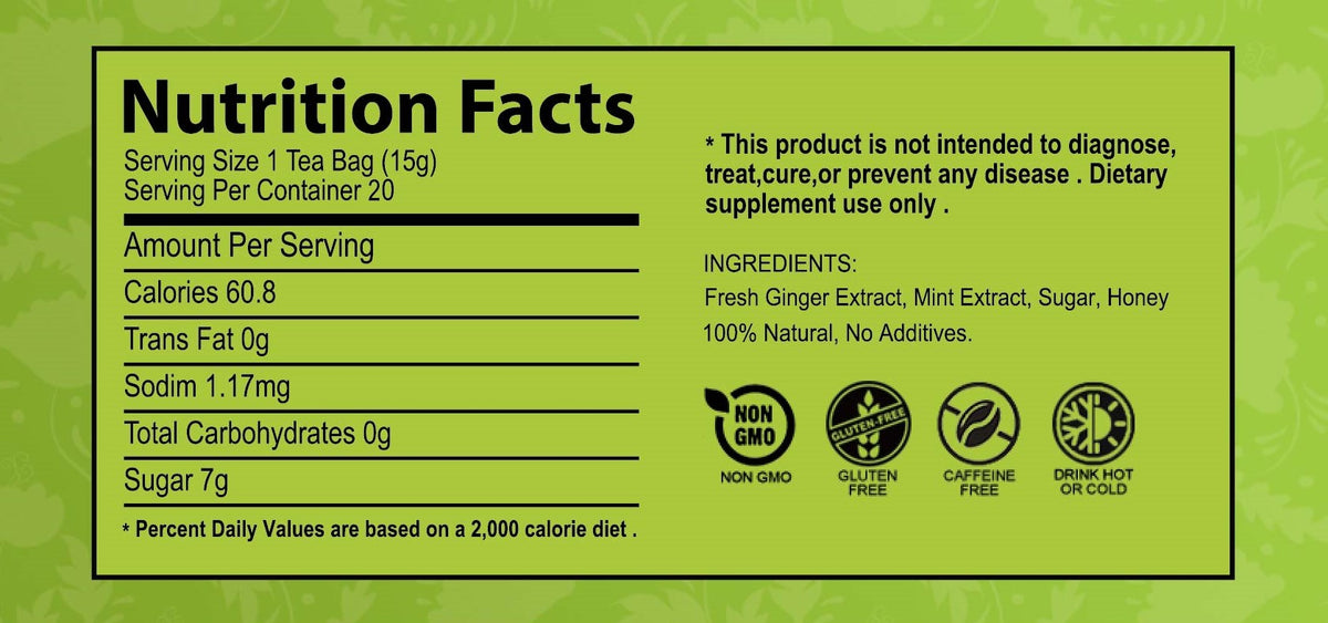 Instant Ginger Tea With Mint (20 Tea Pouches)