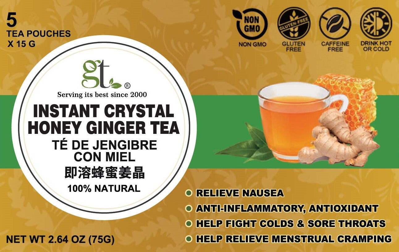 Instant Crystal Honey Ginger Tea (5 Tea Pouches)