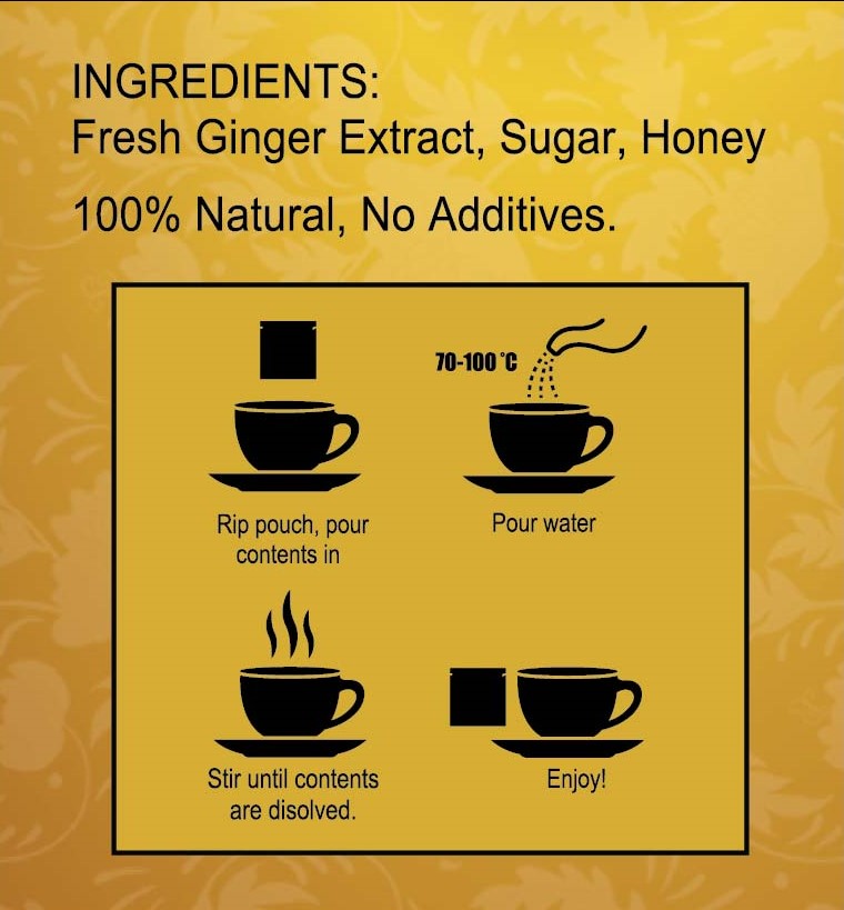 Instant Crystal Honey Ginger Tea (5 Tea Pouches)