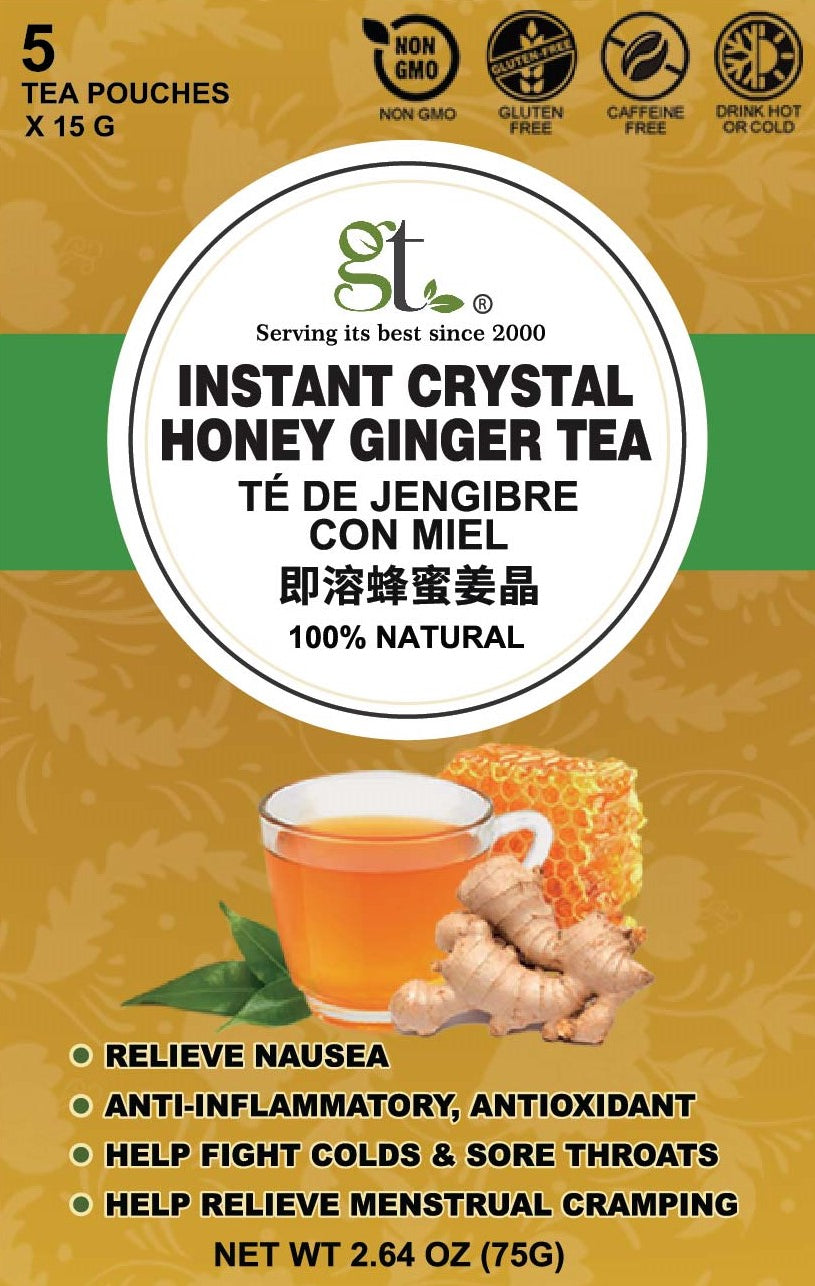 Instant Crystal Honey Ginger Tea (5 Tea Pouches)
