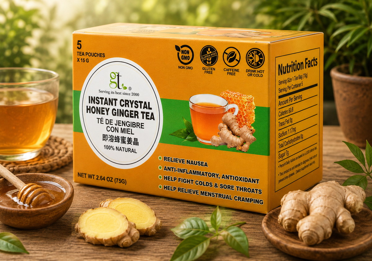Instant Crystal Honey Ginger Tea (5 Tea Pouches)
