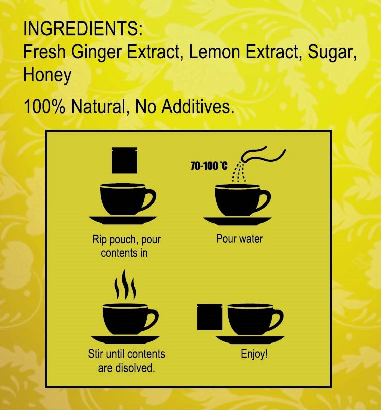 Instant Honey Lemon Ginger Tea (5 Tea Pouches)