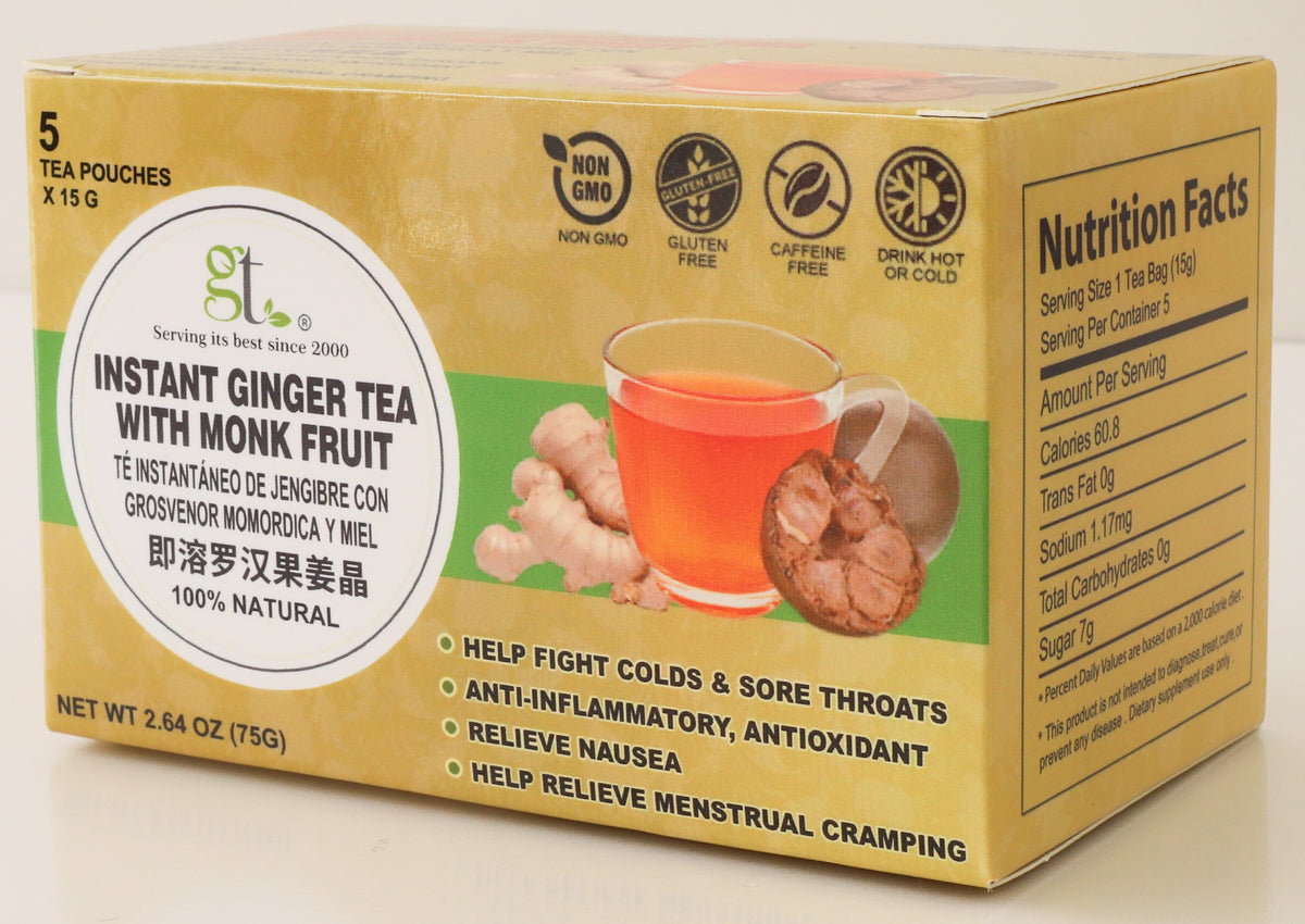 Instant Ginger Tea With Monk Fruit (5 Tea Pouches)
