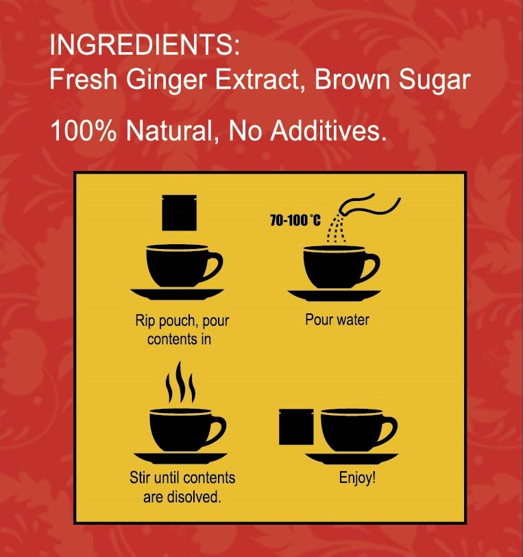 Instant Brown Sugar Ginger Tea (5 Tea Pouches)