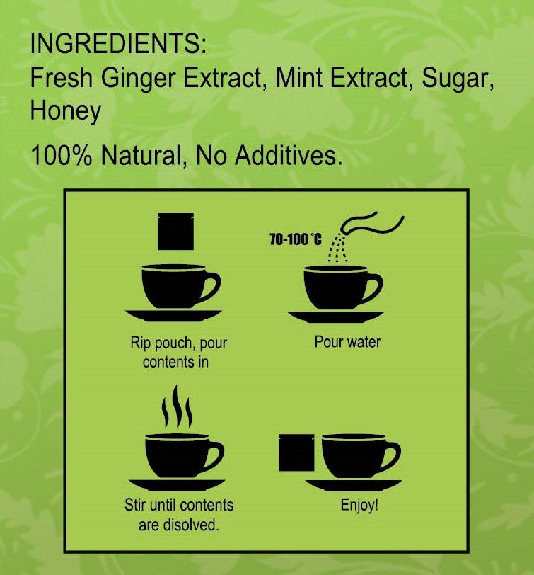 Instant Ginger Tea With Mint (5 Tea Pouches)