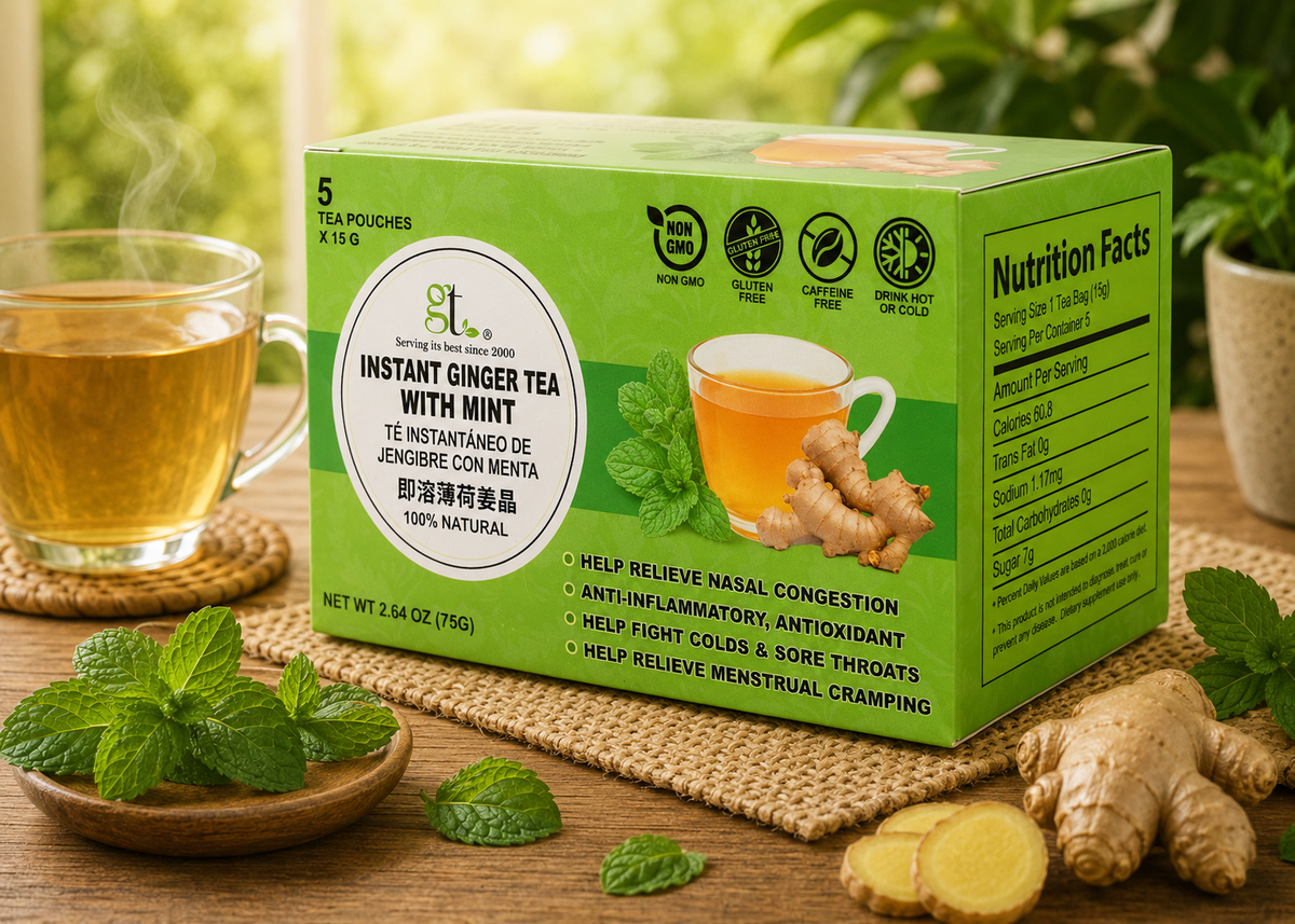 Instant Ginger Tea With Mint (5 Tea Pouches)