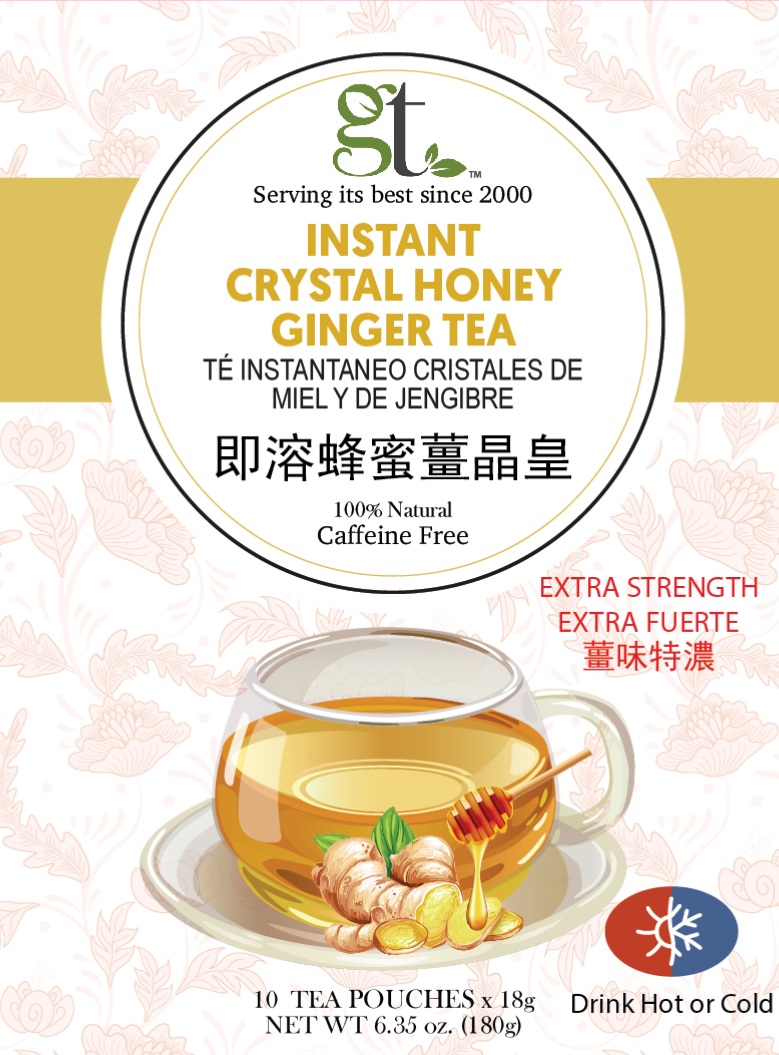 Instant Crystal Honey Ginger Tea (Extra Strength) (10 Tea Pouches)