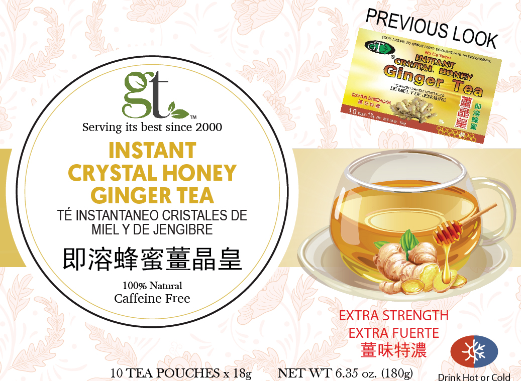 Instant Crystal Honey Ginger Tea (Extra Strength) (10 Tea Pouches)