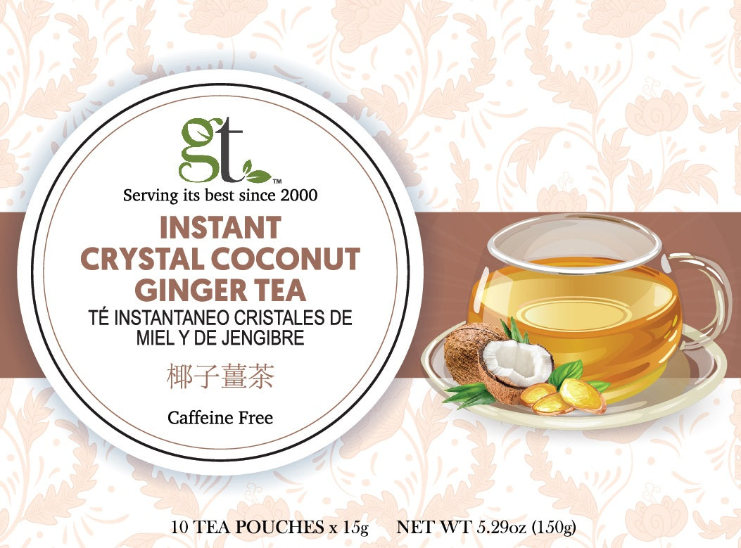 Instant Crystal Coconut Ginger Tea (10 Tea Pouches)