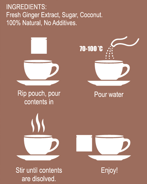 Instant Crystal Coconut Ginger Tea (10 Tea Pouches)